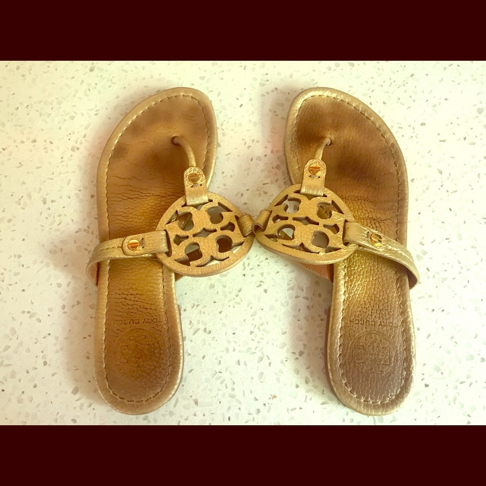 Tory Burch gold leather Miller sandals-Size 6.5